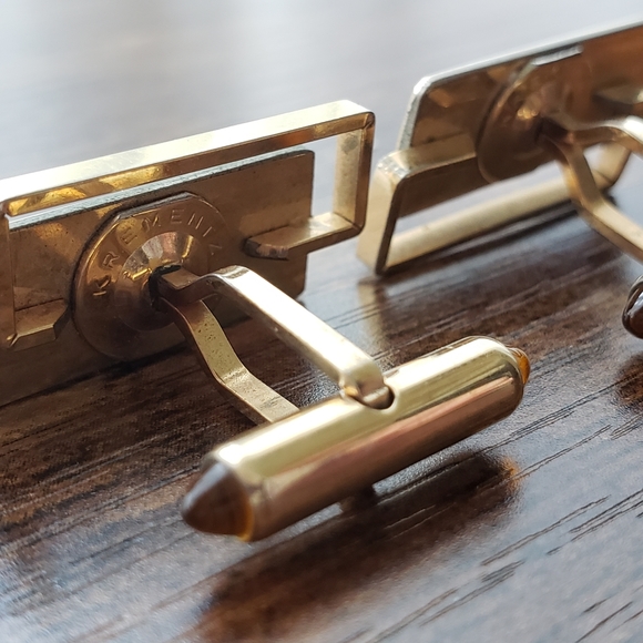 Vintage Krementz Amber Accent Cufflinks - Picture 6 of 11